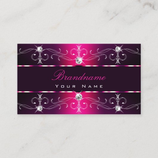 Glamoureus Pink Burgundy  Borders Ornamenten Visitekaartje (Voorkant)