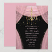 Glamoureus Pink en Black Quinceañera Kaart (Voorkant / Achterkant)