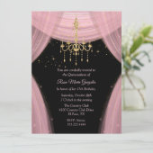 Glamoureus Pink en Black Quinceañera Kaart (Staand voorkant)