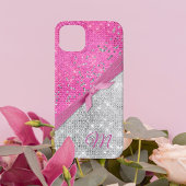 Glamoureus Pink en Silver Glittery Monogrammed Case-Mate iPhone Case