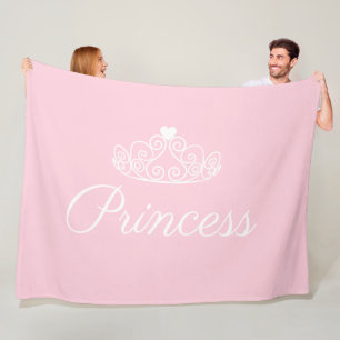 Glamoureus Pink en White Princess Tiara Fleece Deken