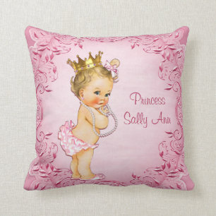 Glamoureus Pink, gepersonaliseerd Blonde prinses Kussen