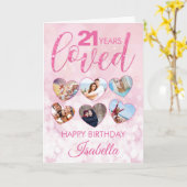 Glamoureus Pink Glitter 21st Birthday Foto Collage Kaart (Gele Bloem)