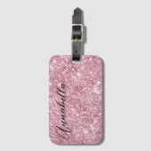 Glamoureus Pink Glitter Bagagelabel (Voorkant (verticaal))