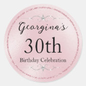 Glamoureus Pink Glitter en Diamonds Ronde Sticker (Voorkant)