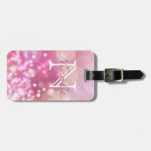 Glamoureus Pink Sparkle Monogram Bagagelabel (Voorkant horizontaal)