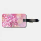 Glamoureus Pink Sparkle Monogram Bagagelabel (Achterkant horizontaal)