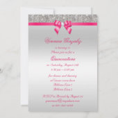 Glamoureus Quinceañera Silver Sequins Hot Pink Bow Kaart (Achterkant)
