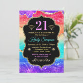 Glamoureus Rainbow Alcohol Ink Agate Birthday Kaart (Staand voorkant)