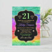 Glamoureus Rainbow Alcohol Ink Agate Birthday Kaart (Staand voorkant)