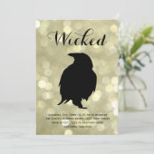 Glamoureus Raven op Gold Halloween Costume Party Kaart (Staand voorkant)
