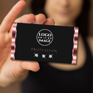 Glamoureus Red Black Sparking Diamonds met Logo Visitekaartje