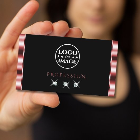 Glamoureus Red Black Sparking Diamonds met Logo Visitekaartje