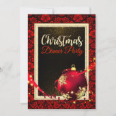 Glamoureus Red Damask-kerstdiner Kaart (Voorkant)