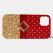Glamoureus Red en Gold Glittery Case-Mate iPhone Case (Achterkant (horizontaal))