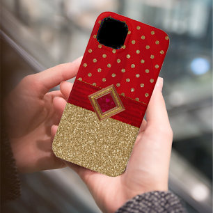 Glamoureus Red en Gold Glittery Case-Mate iPhone Case