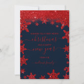 Glamoureus Red Glitter Snowflake Gradient kerst Feestdagenkaart (Voorkant)