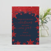 Glamoureus Red Glitter Snowflake Gradient kerst Feestdagenkaart (Staand voorkant)