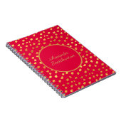 Glamoureus Red Gold Monogram op maat Notitieboek (Rechterzijde)