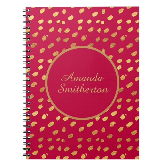 Glamoureus Red Gold Monogram op maat Notitieboek (Voorkant)