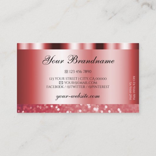 Glamoureus Red Mousserend Glitter Elegant Shimmery Visitekaartje (Achterkant)