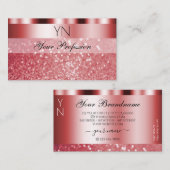 Glamoureus Red Sparking Glitter Monogram Shimmery Visitekaartje (Voorkant / Achterkant)