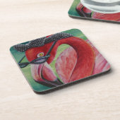 Glamoureus Retro Pink Flamingo Waterverf Art Bier Onderzetter (Linkerzijde)