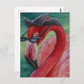 Glamoureus Retro Pink Flamingo Waterverf Art Briefkaart (Voorkant / Achterkant)