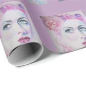 Glamoureus Retro  Waterverf Lady Poster Cadeaupapier (Rol Hoek)