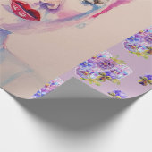 Glamoureus Retro Woman  Paarse Waterverf Cadeaupapier (Hoek)