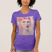 Glamoureus Retro Woman  Paarse Waterverf T-shirt (Voorkant)