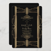 Glamoureus Roaring 20: Grote Gatsby Baptism Invite Kaart (Voorkant / Achterkant)