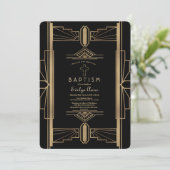 Glamoureus Roaring 20: Grote Gatsby Baptism Invite Kaart (Staand voorkant)