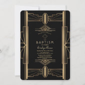 Glamoureus Roaring 20: Grote Gatsby Baptism Invite Kaart (Voorkant)