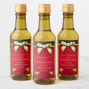 Glamoureus, Romantic Elegance Birthday Wijn Etiket