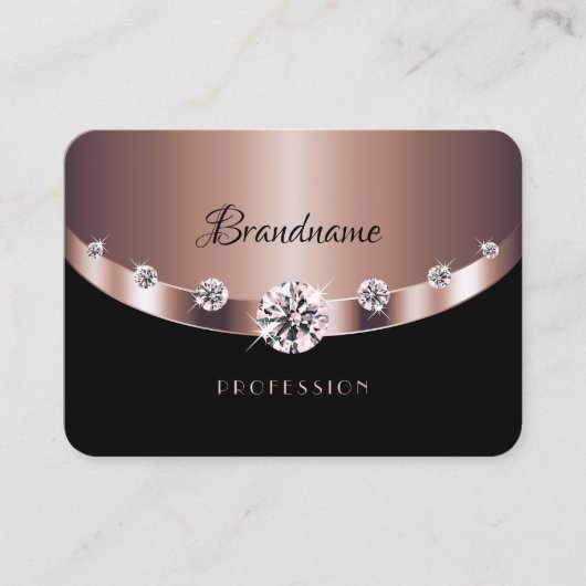 Glamoureus Roos Gold Black Jewels Faux Rhinestones Visitekaartje (Voorkant)