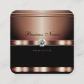 Glamoureus Roos Gold Black met Faux Rhinestones Vierkante Visitekaartje (Voorkant)