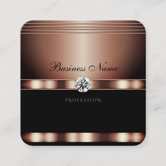 Glamoureus Roos Gold Black met Faux Rhinestones Vierkante Visitekaartje (Voorkant)