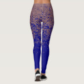 Glamoureus Roos Gold Cobalt Blue Glitter Ombre Leggings (Achterkant)