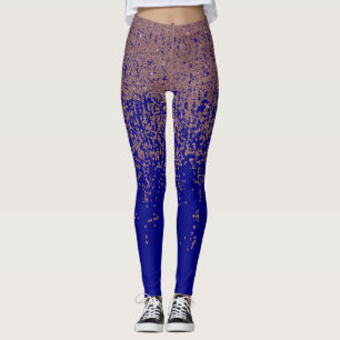 Glamoureus Roos Gold Cobalt Blue Glitter Ombre Leggings