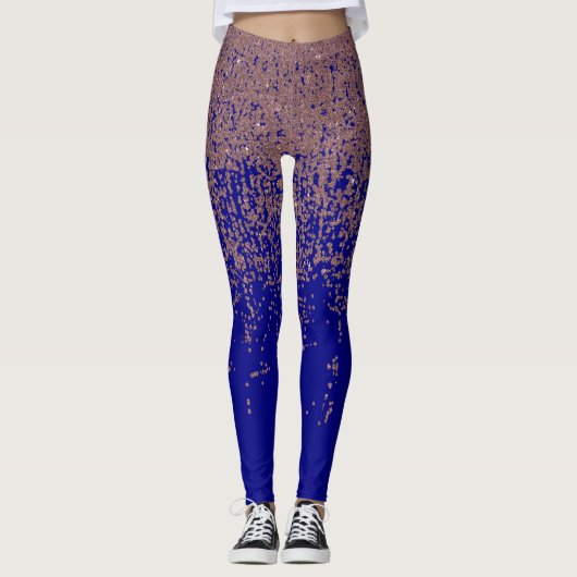 Glamoureus Roos Gold Cobalt Blue Glitter Ombre Leggings (Voorkant)