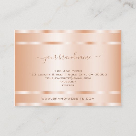 Glamoureus Roos Gold Effect Luxury en Professional Visitekaartje (Achterkant)