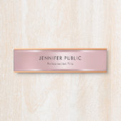 Glamoureus Roos Gold Elegant Moderne Sjabloon Deurbordje (Voorkant)