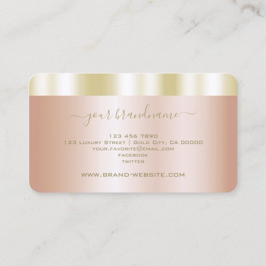 Glamoureus Roos Gold- en Gold-kleuren Professional Visitekaartje (Achterkant)