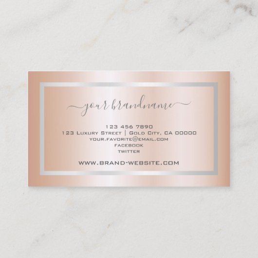 Glamoureus Roos Gold en Silver met Faux Diamond Visitekaartje (Achterkant)