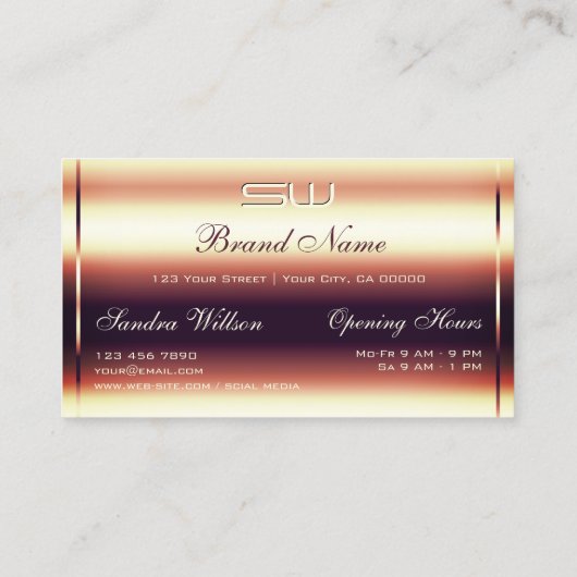 Glamoureus Roos Gold Faux 3D Initialen Openingstij Visitekaartje (Achterkant)