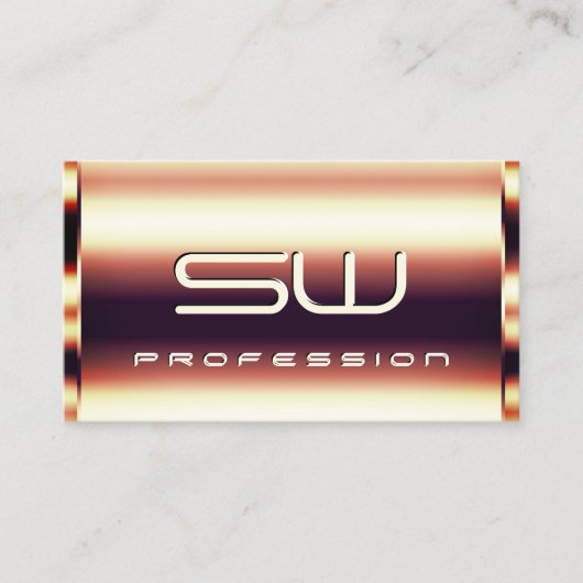 Glamoureus Roos Gold Faux 3D Initialen Openingstij Visitekaartje (Voorkant)