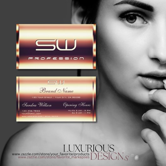 Glamoureus Roos Gold Faux 3D Initialen Openingstij Visitekaartje