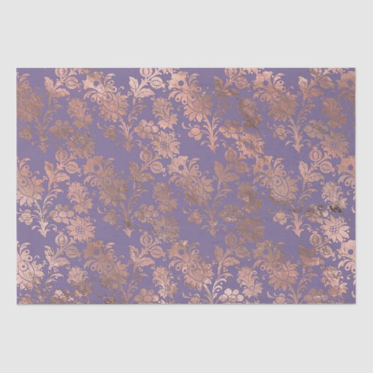 Glamoureus Roos Gold Foil en Lavender Floral Tissuepapier (Voorkant)