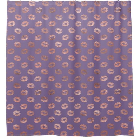 Glamoureus Roos Gold Foil en lavender Lips Douchegordijn (Voorkant)